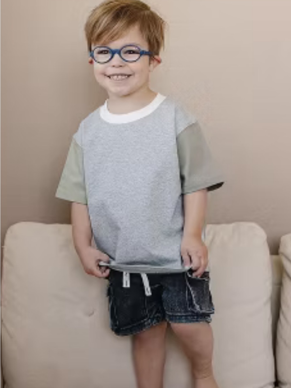 Olive + Scout Kids Gray Colorblock Top